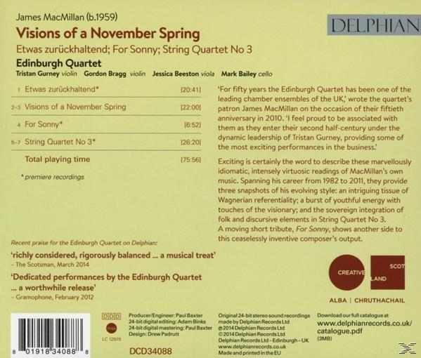 The Edinburgh Quartet - Visions Of A November Spring  - (CD)
