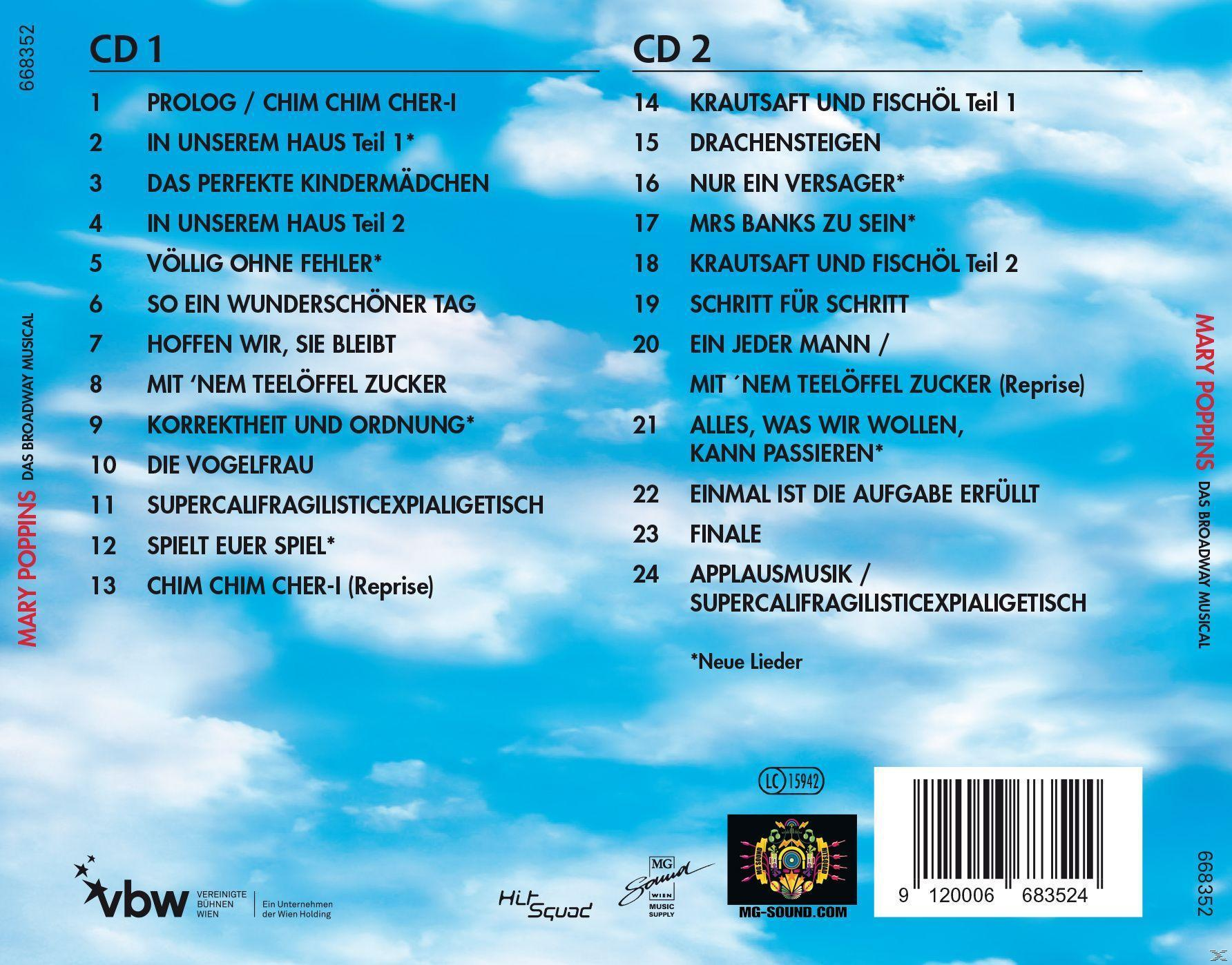 CD-Cover mit Text, Himmels-Hintergrund und zwei Titellisten aus einem Musical.