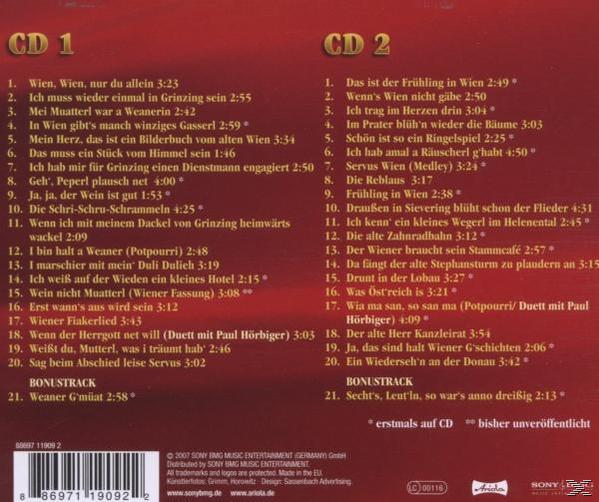 CD-Rückseite mit Titellisten und rotem Hintergrund. Enthält zwei CDs.