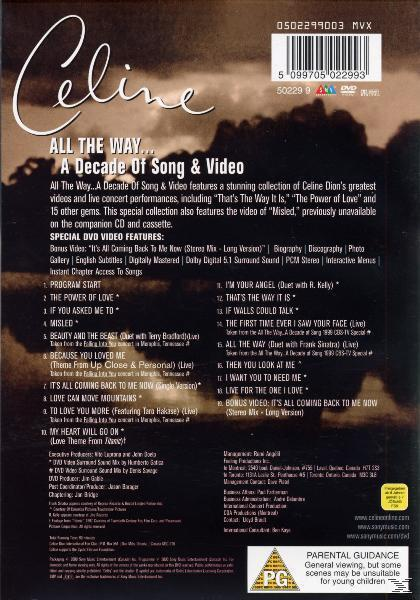 Celine Dion CD hátlapja, dalok és stáblista, látható albumművészet.