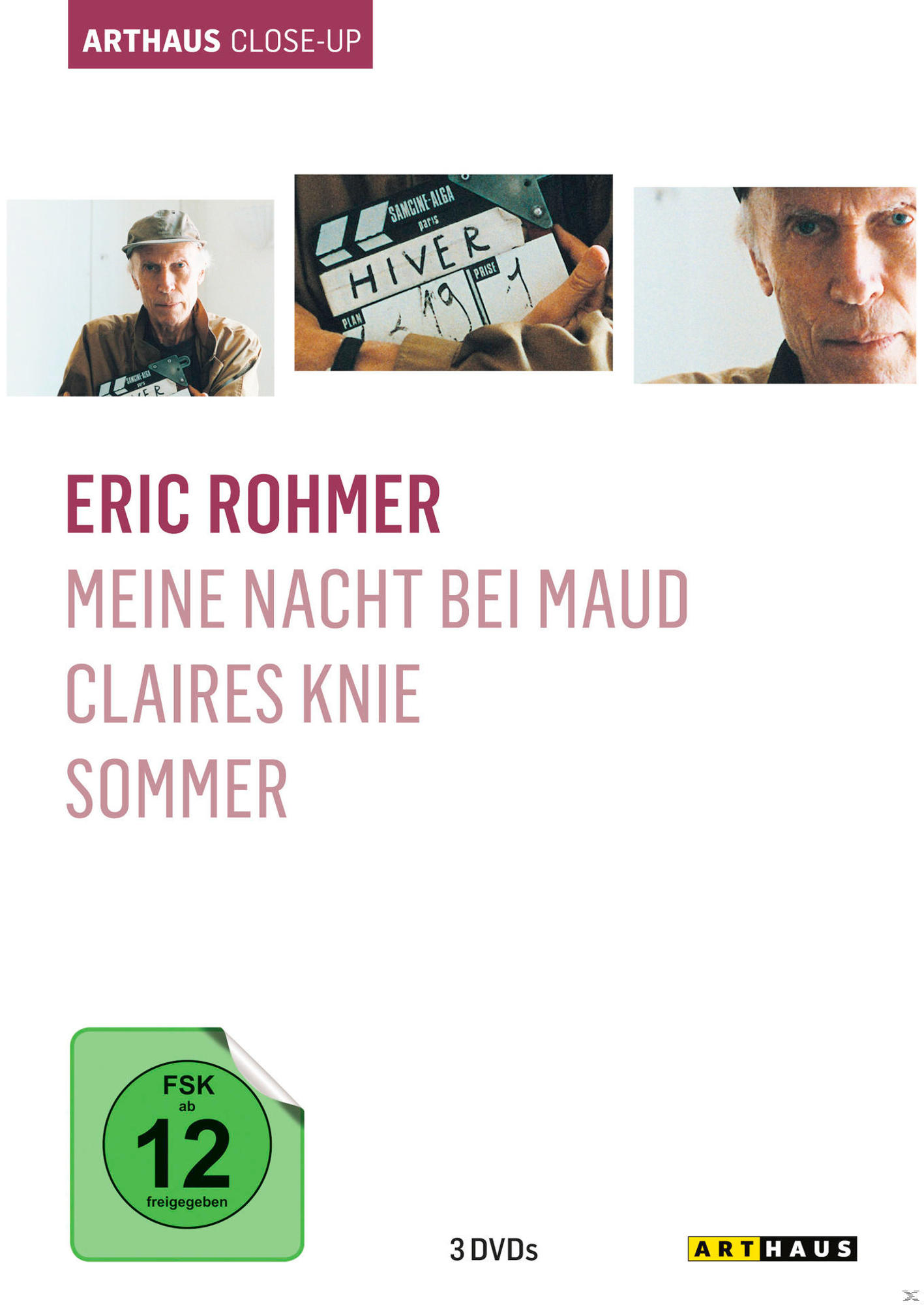 DVD-Cover: Eric Rohmer Filme. Text und Bilder aus Filmen, mit einer Altersfreigabe '12+'.