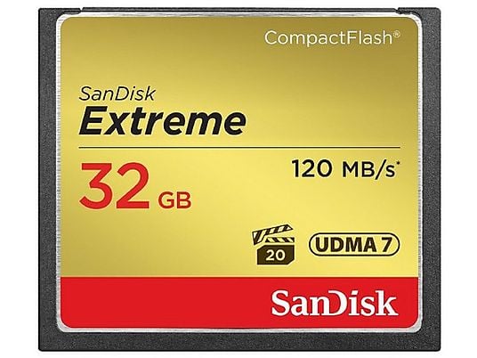SANDISK Extreme UDMA 7 - Compact Flash-Schede di memoria  (32 GB, 120, Grigio/Oro)