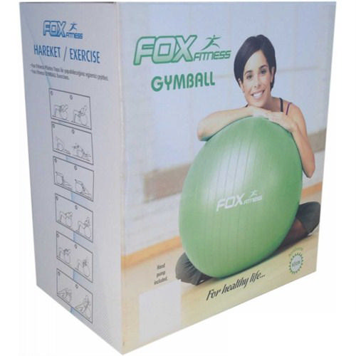 FOX FITNESS 65 cm Gymball Yeşil Pilates Topu ve El Pompası