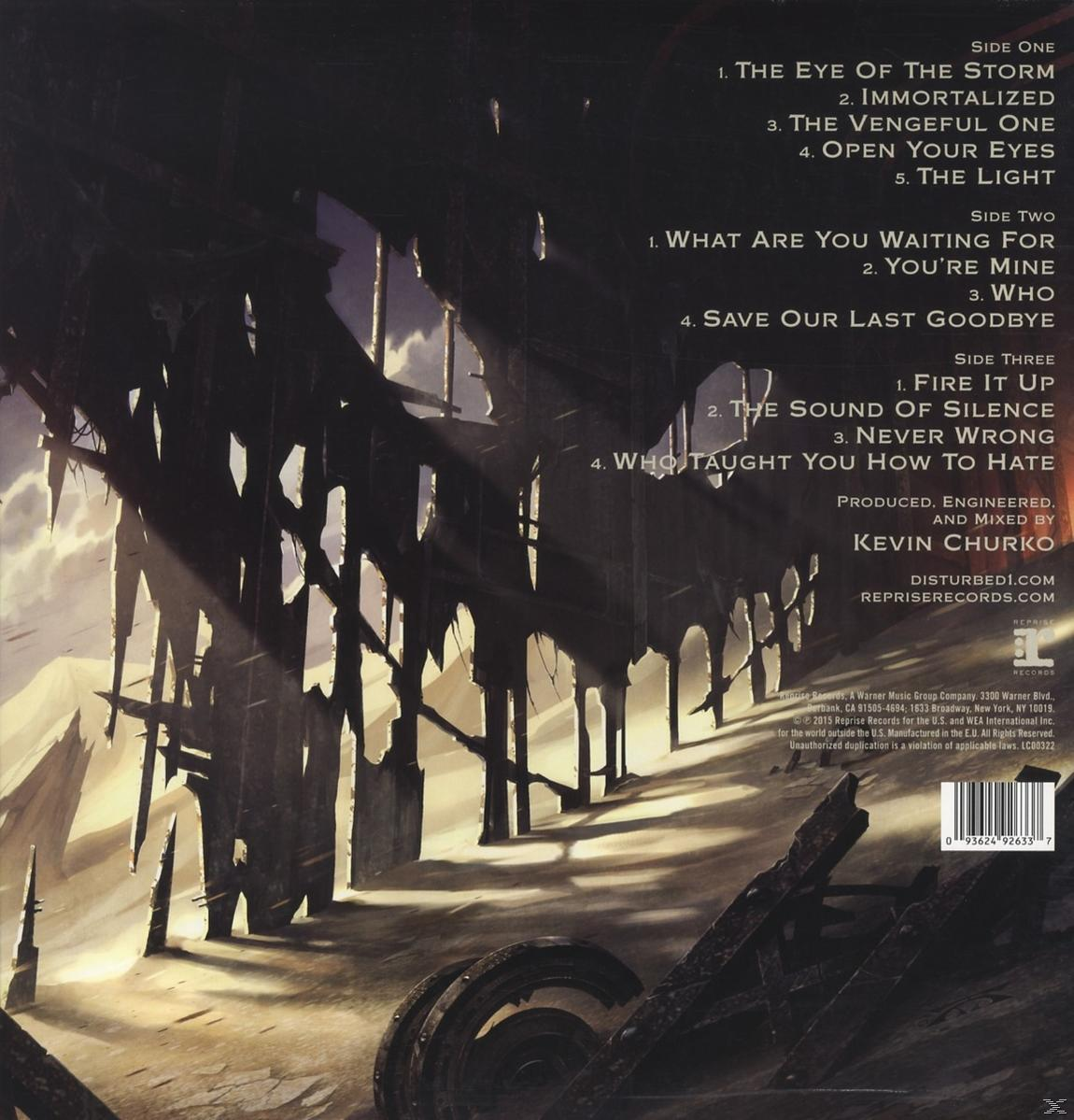 Albumcover mit dunkler, apokalyptischer Szene und Titelliste. Bandname in weißem Text.