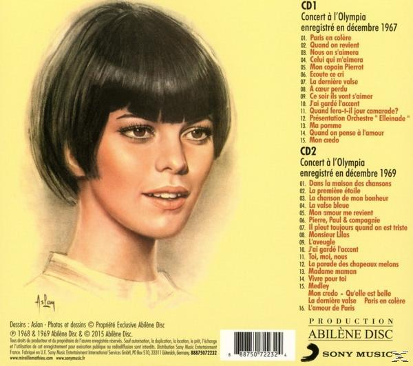 Albumcover mit dem Gesicht einer Frau. Text auf Französisch: 'Concert à l'Olympia enregistré en décembre 1967'.