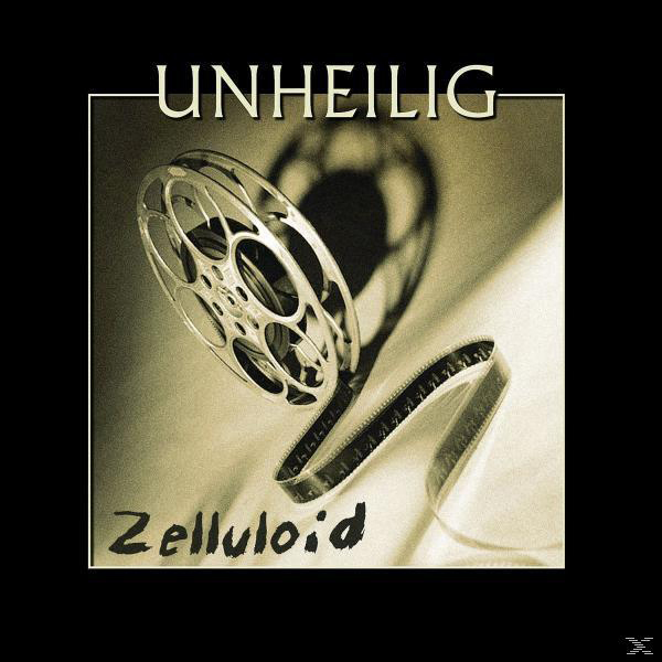 Filmrolle mit Band und Schatten. Text: UNHEILIG, Zelluloid.