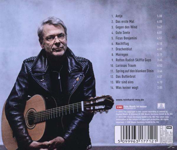 CD-Cover mit Mann mit Gitarre. Text listet Songtitel, darunter 'Antje' und 'Gute Seele'.
