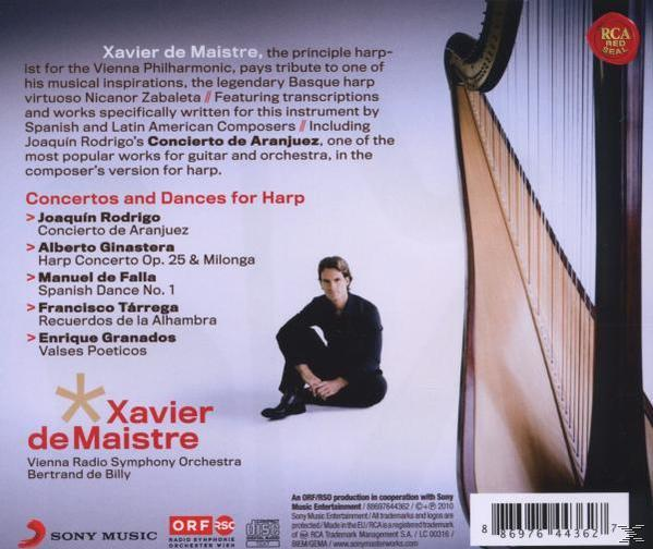 Album borító férfi hárfával, koncertokról szóló szöveggel.