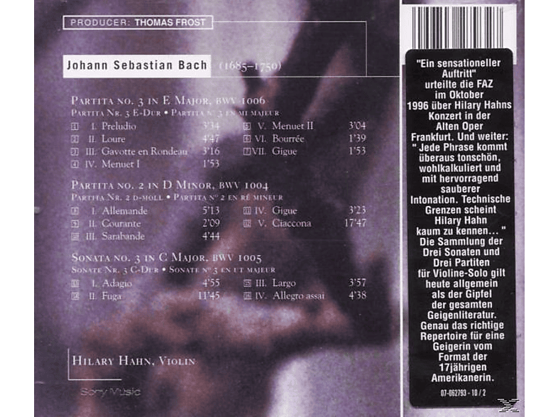 Thumbnail - Hilary Hahn - Violin Partitas & Sonata (CD)