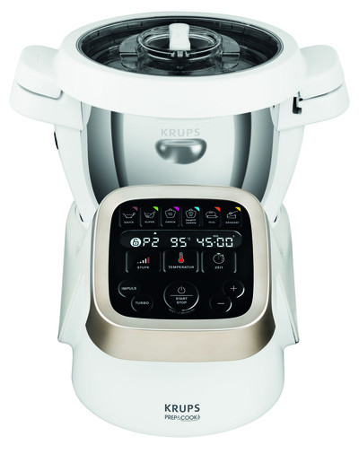 KRUPS HP5031 Prep&Cook Küchenmaschine mit Kochfunktion Weiß/Grau/Edelstahl (Rührschüsselkapazität: 4,5 l, 1550 Watt)