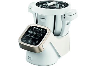 KRUPS HP5031 Prep&Cook Küchenmaschine mit Kochfunktion Weiß/Grau/Edelstahl (Rührschüsselkapazität: 4,5 Liter, 1550 Watt)