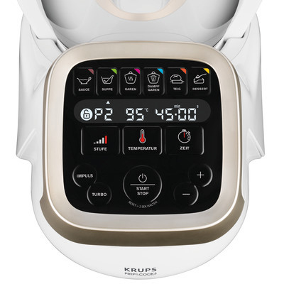 KRUPS HP5031 Prep&Cook Küchenmaschine mit Kochfunktion Weiß/Grau/Edelstahl (Rührschüsselkapazität: 4,5 l, 1550 Watt)