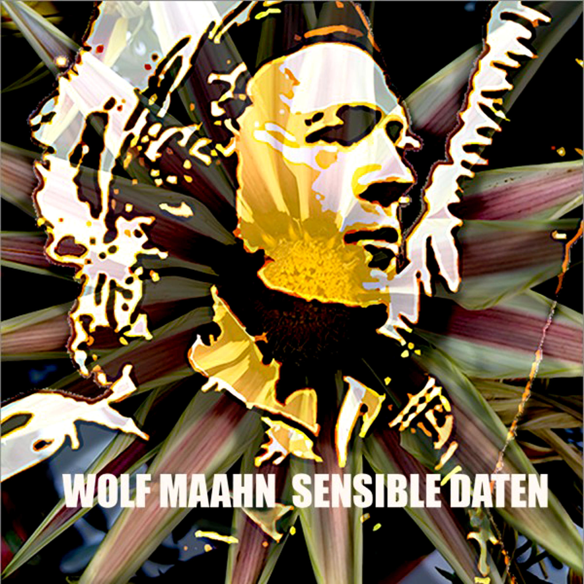 Albumcover von Wolf Maahn. Gesicht in der Mitte, umgeben von Blättern und Blumen.