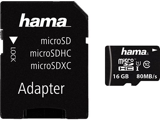 HAMA 124138 Class 10 - Micro-SDHC-Schede di memoria  (16 GB, 80, Nero)