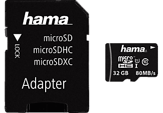 HAMA 124139 Class 10 - Micro-SDHC-Cartes mémoire  (32 GB, 80, Noir)