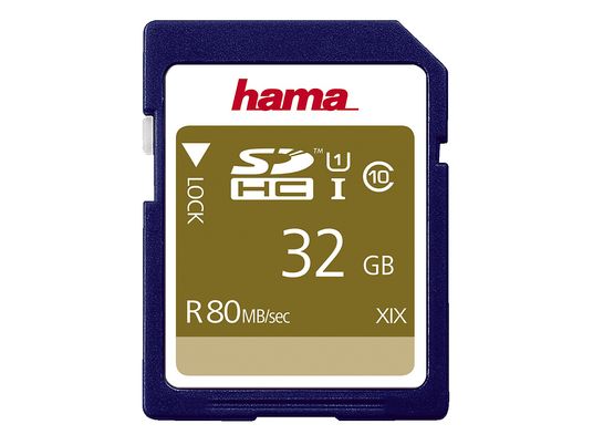 HAMA 124135 Class 10 - SDHC-Cartes mémoire  (32 GB, 80 MB/s, Bleu)