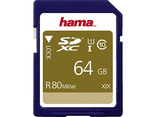 HAMA 124136 Class 10 - SDHC-Speicherkarte  (64 GB, 80 MB/s, Blau)