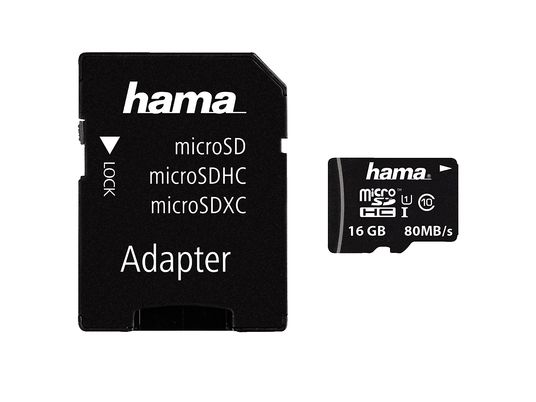 HAMA 124150 Class 10 - Micro-SDHC-Schede di memoria  (16 GB, 80, Nero)