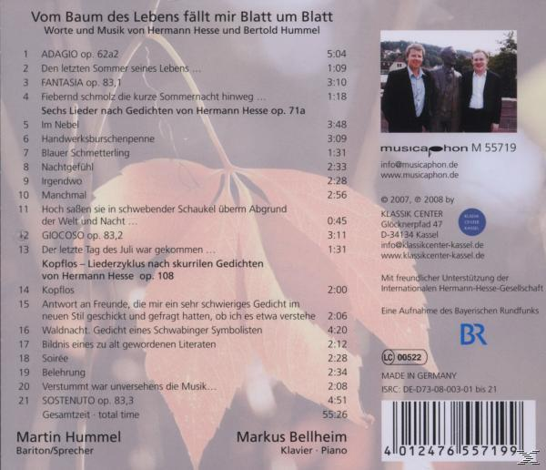 HUMMEL,MARTIN & BELLHEIM,MARKUS - Vom Baum Des Lebens Fällt Mir Blatt Um Blatt  - (CD)