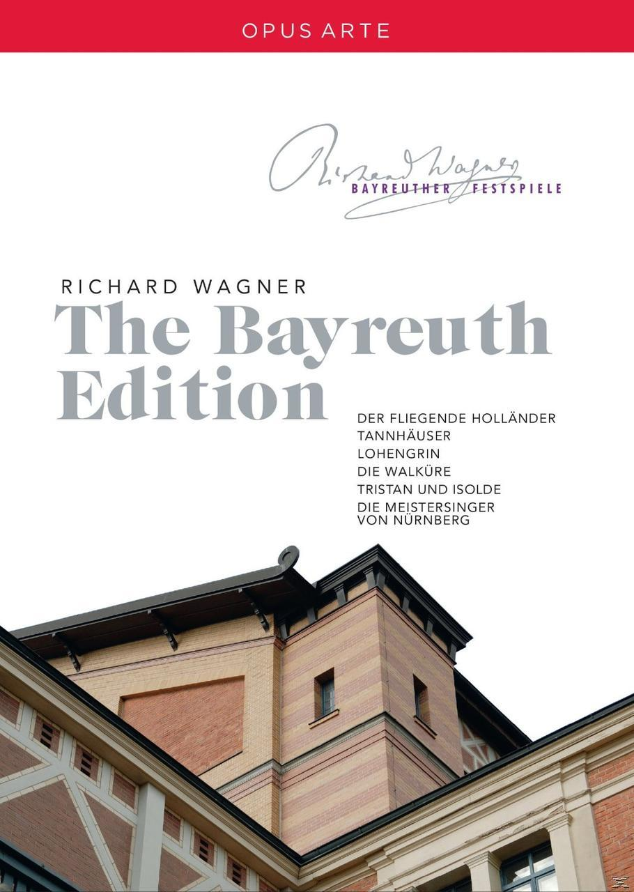 Buchcover für 'The Bayreuth Edition', mit einem Gebäude und Text auf rotem Hintergrund.