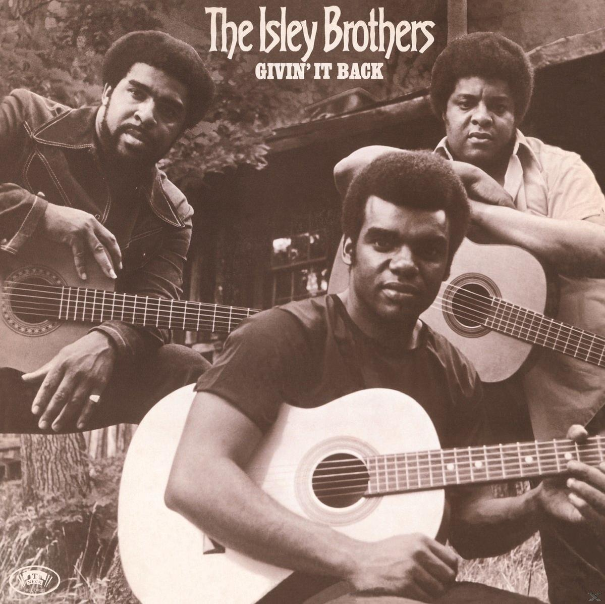 Albumborító három férfival, akik gitároznak. Az Isley Brothers szépia tónusokban, a 'Givin' It Back' szöveggel.