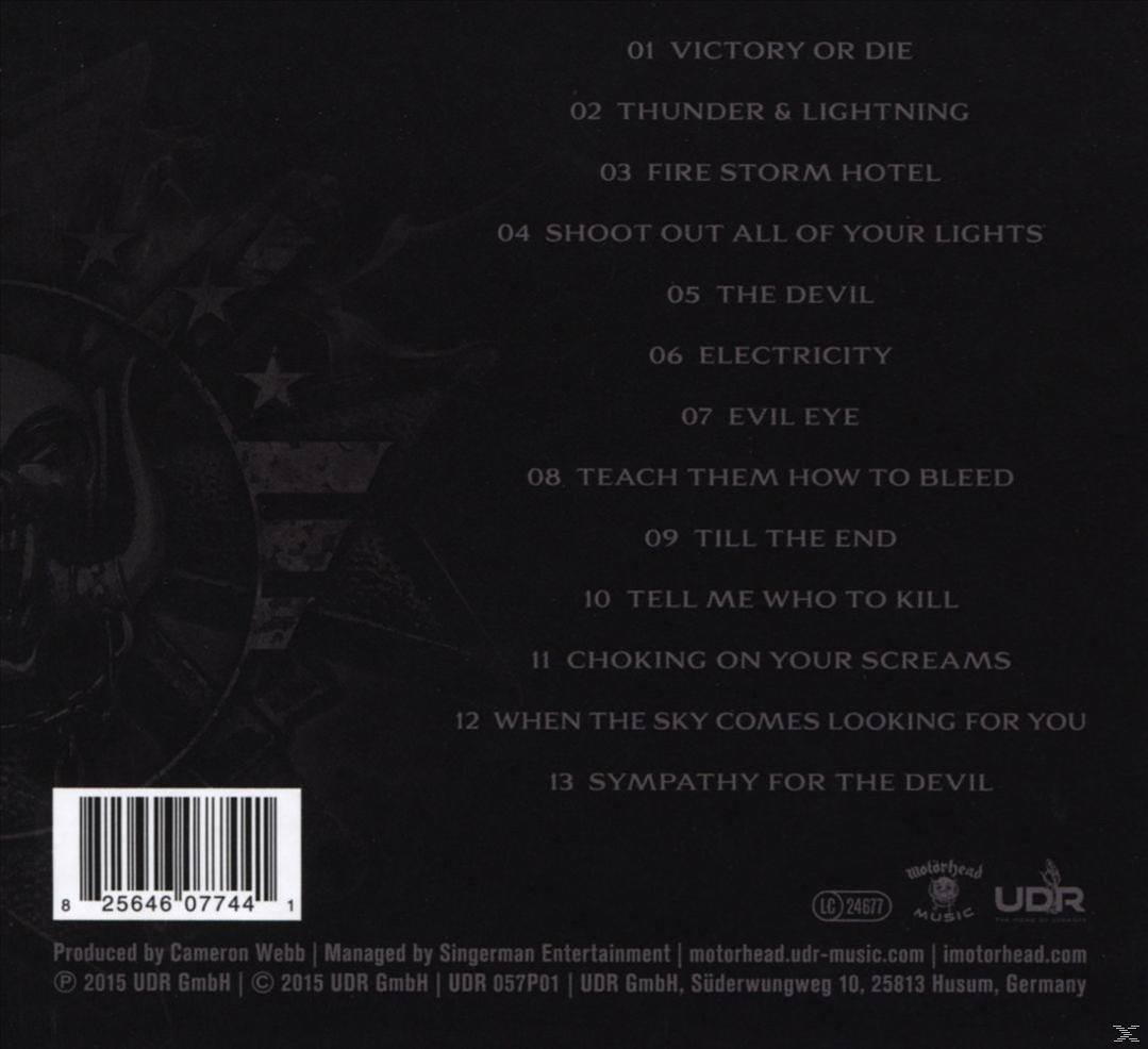CD-Rückseite mit Songtiteln. Text: 'Motorhead'.