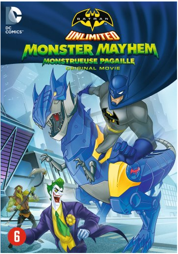 Batman Unlimited DVD cover. Batman, Joker, and a dinosaur-like creature are shown.