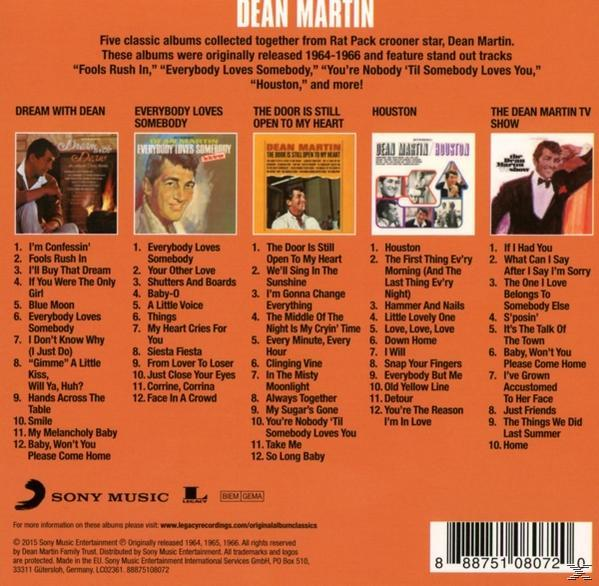 Albumcover: Zusammenstellung von Dean Martin-Songs. Enthält mehrere Albumcover.