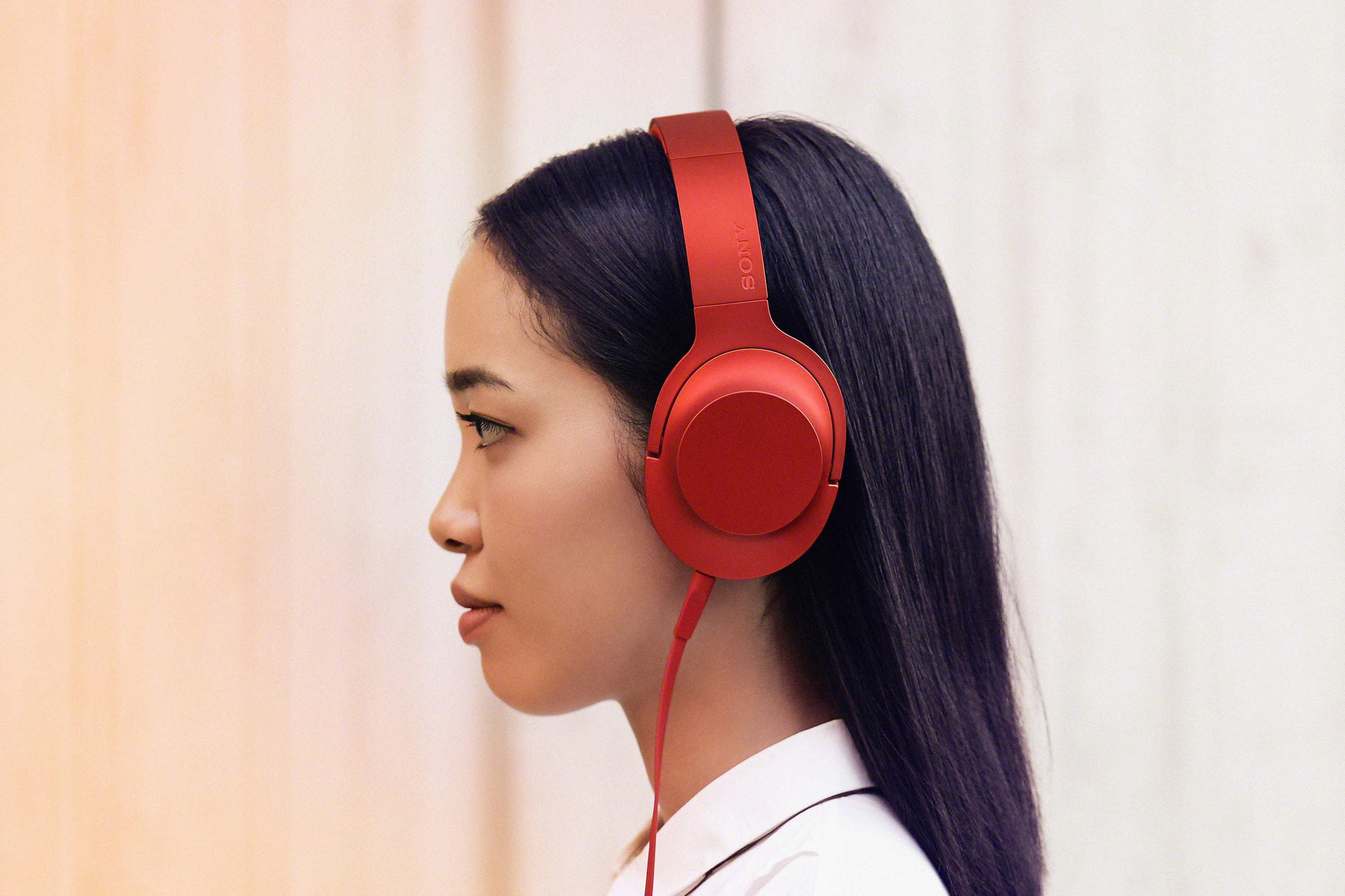 SONY MDR-100AAP, On-ear Kopfhörer Rot