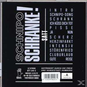 Albumcover mit dem Text 'Schnipo Schranke'. Weißer Text auf schwarzem Hintergrund. Der Bandname ist prominent.