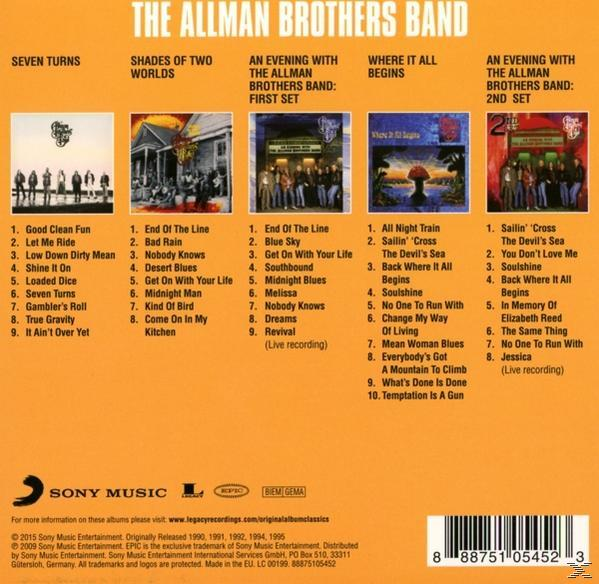 Das Albumcover der Allman Brothers Band mit Albumkunst und Titelliste.