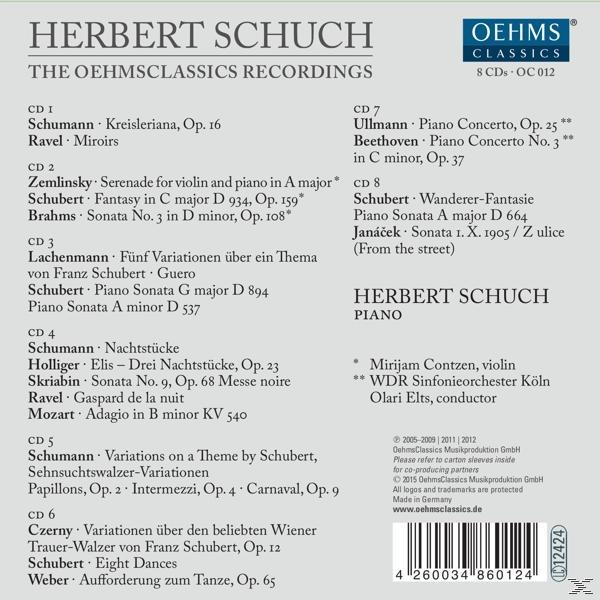 CD-Cover. Listen von Titeln, Künstler und CD-Informationen. Weißer Text auf dunklem Hintergrund.