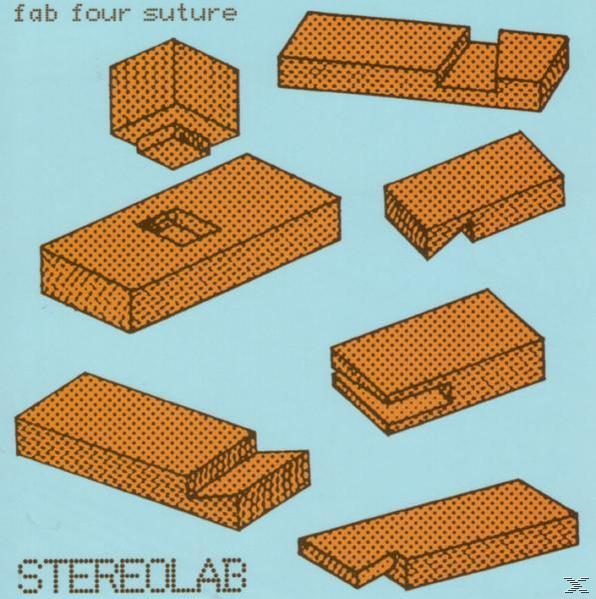 Narancssárga geometriai formák világoskék háttéren. A STEREO LAB szó alul.
