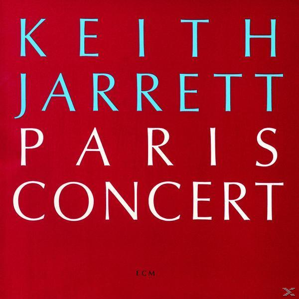 Albumcover mit großem blauem Text auf rotem Hintergrund. Es steht 'Keith Jarrett Paris Concert'.
