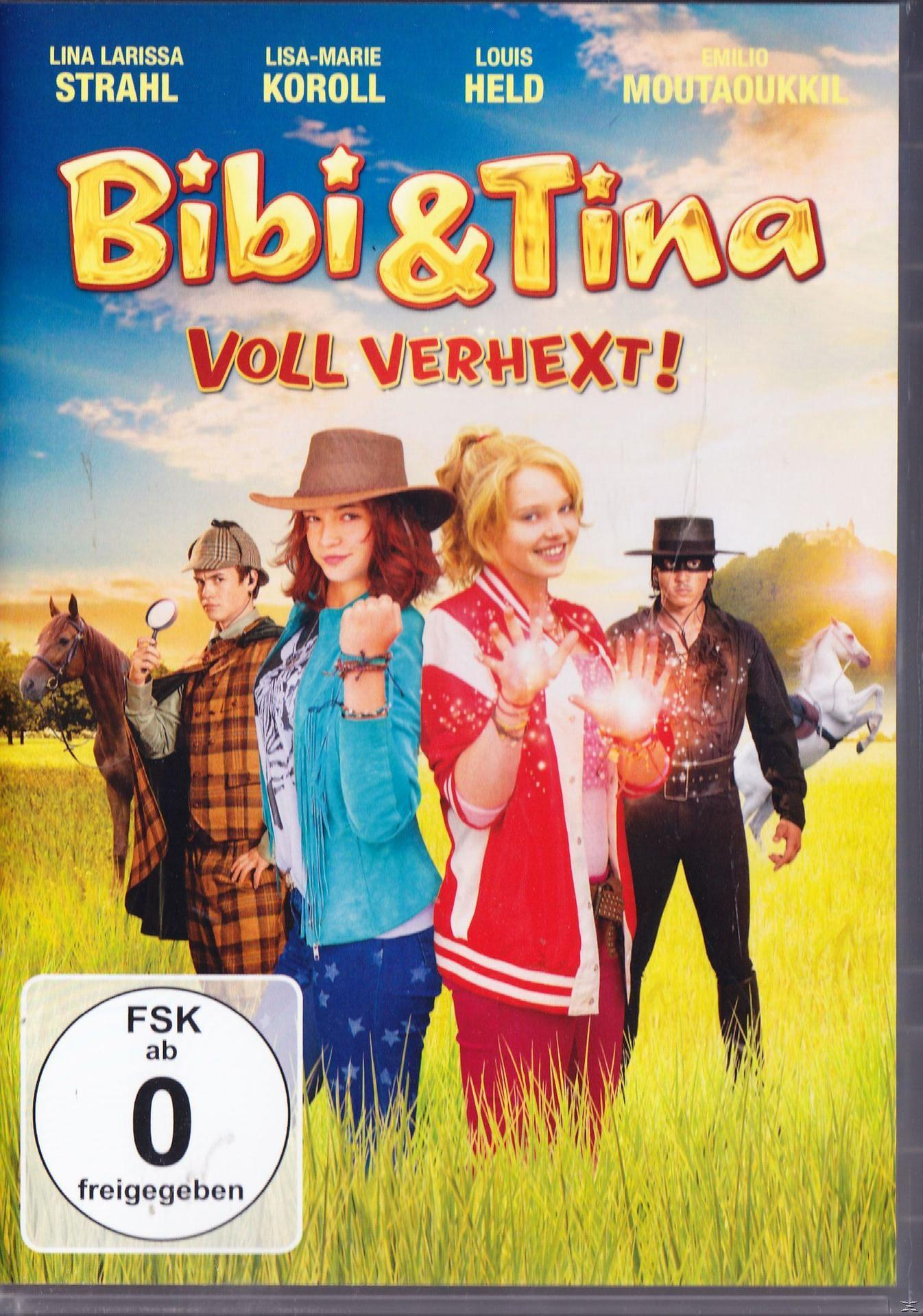 DVD-Cover: Zwei Mädchen, ein Junge mit Lupe und ein Mann im Kostüm. Titel: Bibi & Tina.