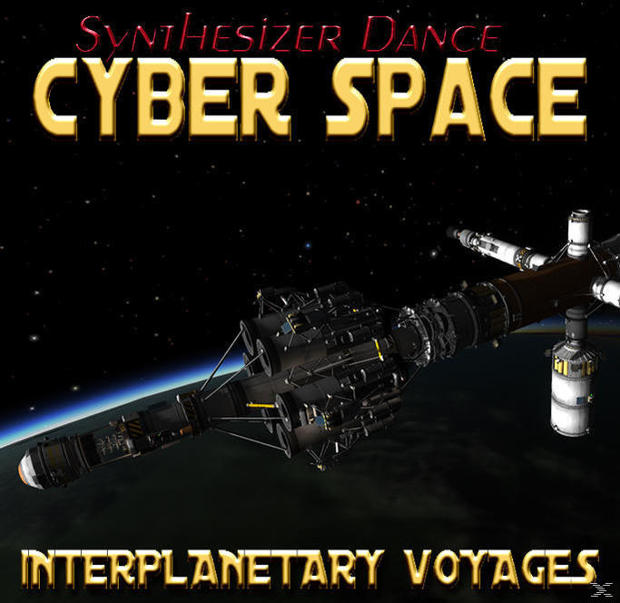 Albumcover: Cyber Space Interplanetary Voyages, eine Weltraumszene mit Raumstation und Text.