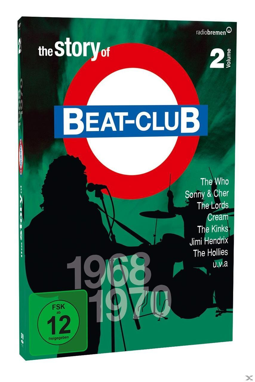 DVD-Hülle: Beat Club, Band 2. Silhouetten von Bandmitgliedern, mit Text 1968-1970 und einer Künstlerliste.