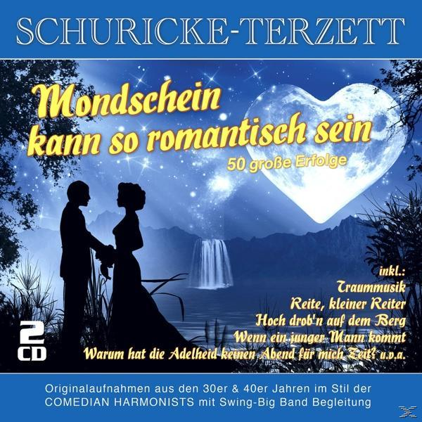 Albumcover mit Silhouetten eines Paares und einem herzförmigen Mond, mit deutschem Text.