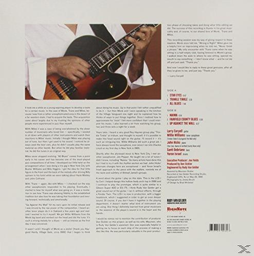 Album-Rückseite, ein Mann mit Gitarre, Text über die Aufnahmesession.