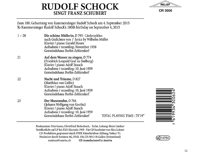 Thumbnail - Rudolf Schock, Gerald Moore - K 01 (CD)