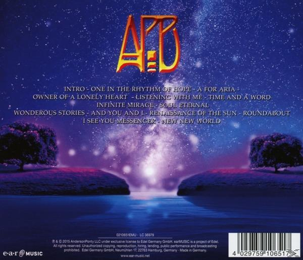 Album-Rückseite mit Songtiteln und Sternenhintergrund. Enthält ein Künstlerlogo und Barcode.