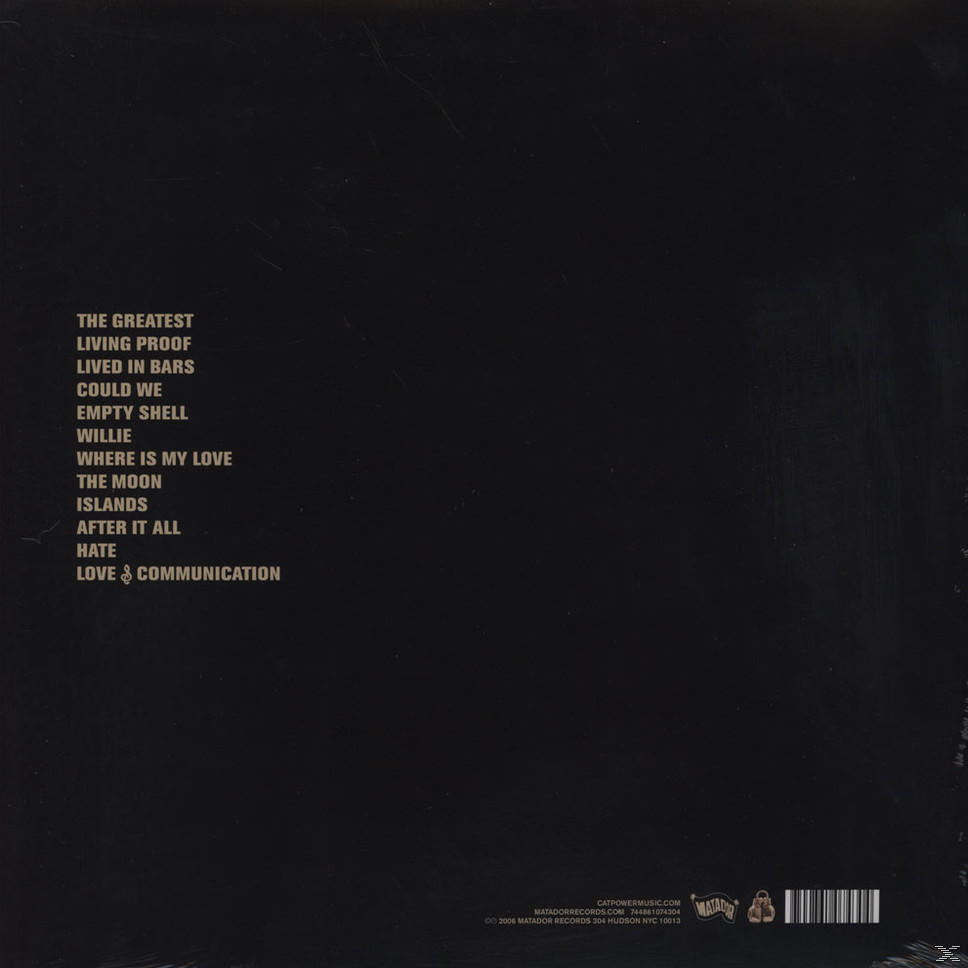 Albumcover mit Titelliste auf dunklem Hintergrund und den Worten 'The Greatest'.