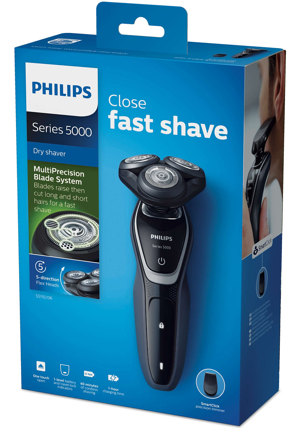 PHILIPS S5110/06 Rasierer Charcoal Pike (MultiPrecision-Klingensystem)