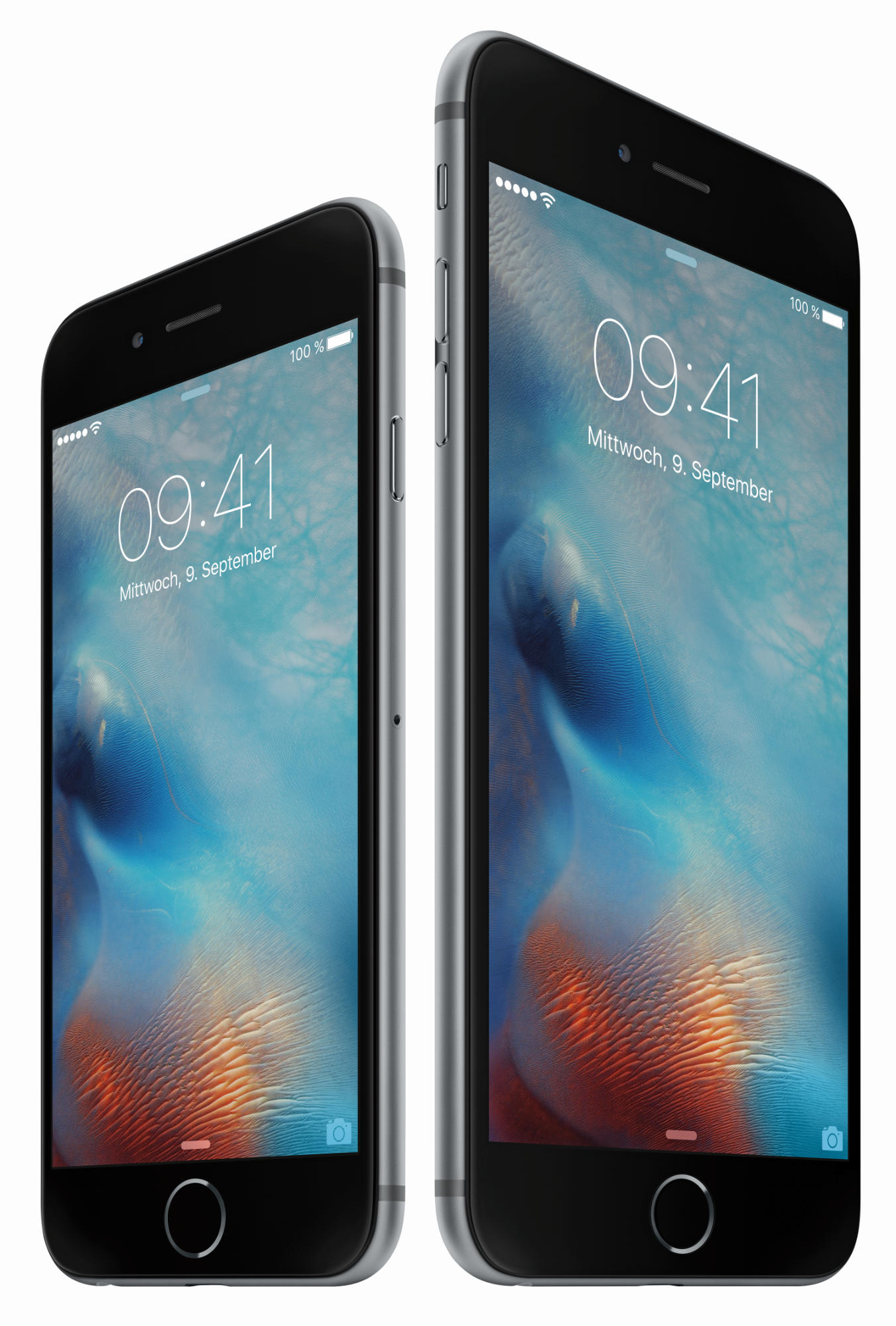 Zwei Smartphones nebeneinander, beide zeigen die Uhrzeit 09:41 auf dem Bildschirm an.