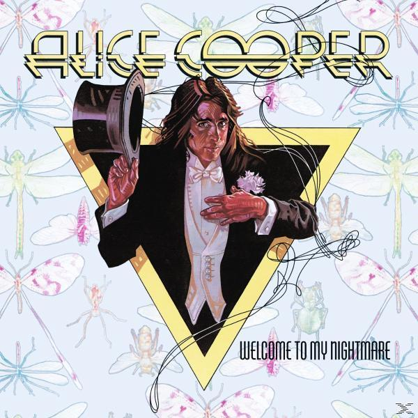 Alice Cooper album borítója. Cooper öltönyben, kalapot tartva, egy háromszög és sok rovar előtt.