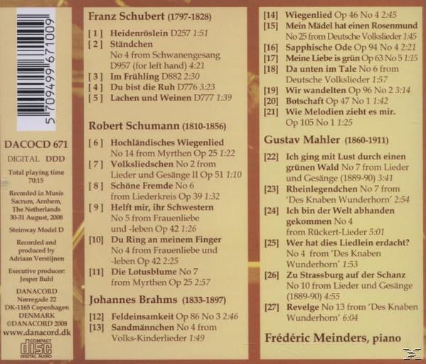 Frederic Meinders - Liedtranskriptionen  - (CD)