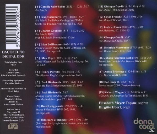 Meyer-Topsöe,Elisabeth/Ebert,Birgitte - Til Jomfru Maria-An die Jungfrau Maria  - (CD)