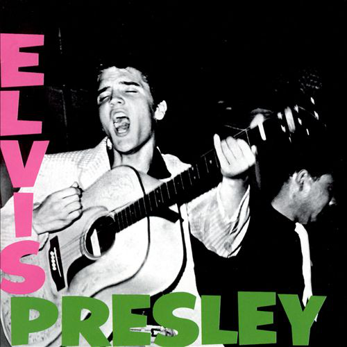 Elvis Presley album borítója. Elvis gitárral és a 'Elvis Presley' felirattal.