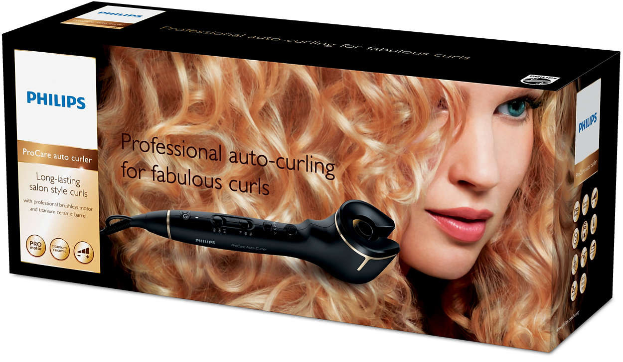 PHILIPS ProCare Auto Curler HPS940/00 für perfekte Locken auf Knopfdruck, 30s Aufheizzeit, schwarz Schwarz