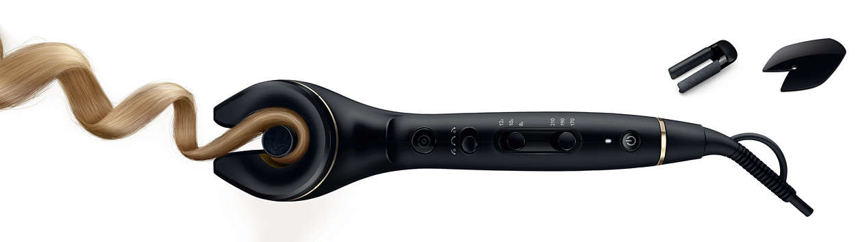 PHILIPS ProCare Auto Curler HPS940/00 für perfekte Locken auf Knopfdruck, 30s Aufheizzeit, schwarz Schwarz